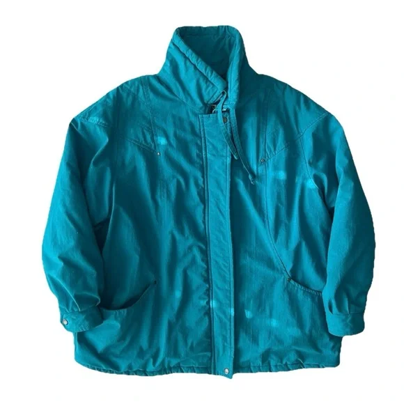 Vintage Ryan Scott Teal Coat with Plaid Lining - Picture 2 of 8